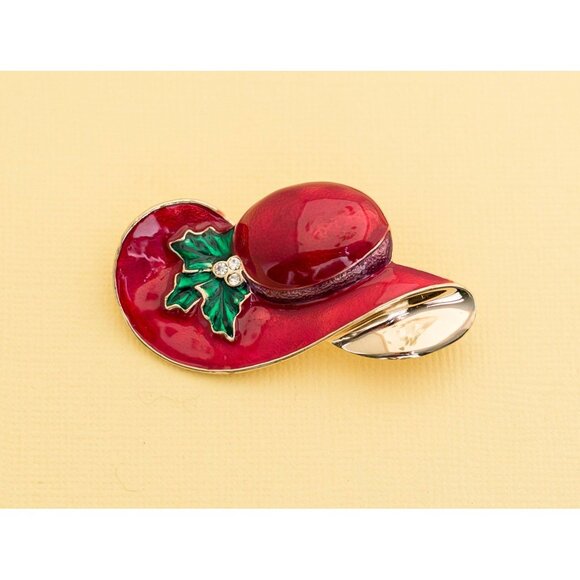Vintage Mid Century Red Hat Brooch i16 - Picture 1 of 2